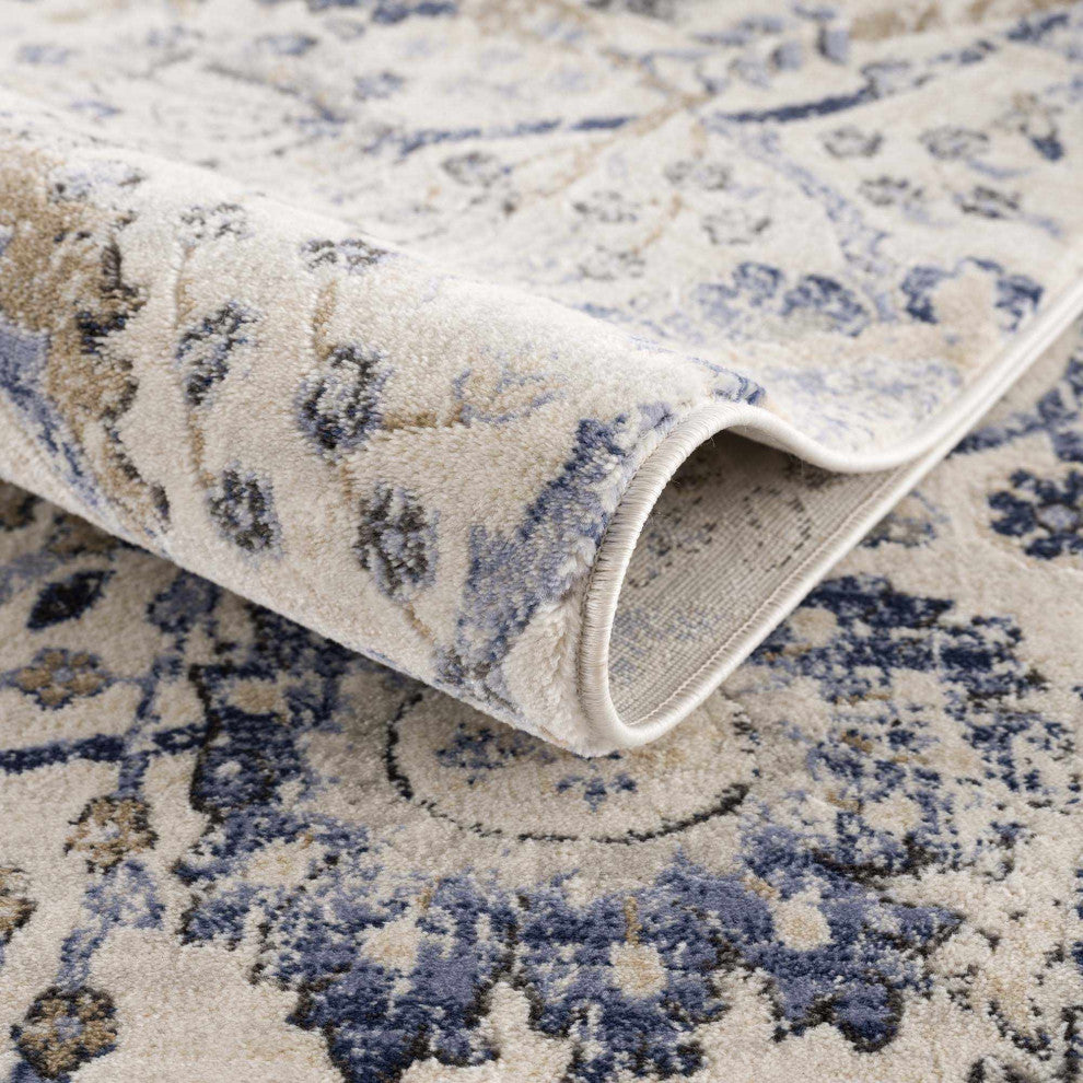 Hauteloom Georgiana Beige & Blue Area Rug, 2'x2'11" Rectangle