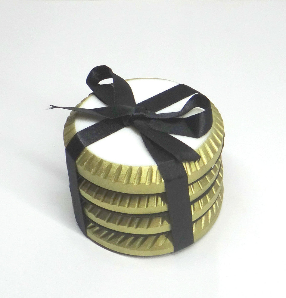 Marble Coaster Set of 4 with Gold Edged