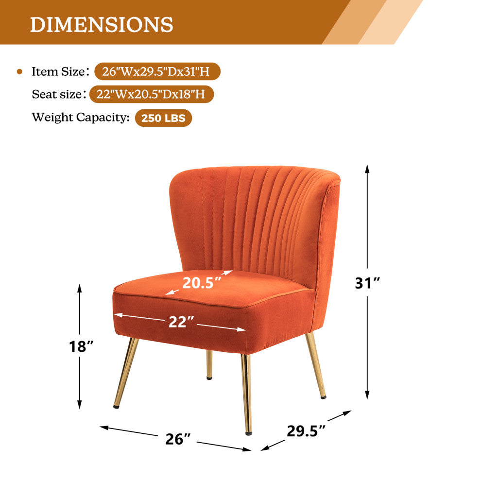 Velvet Accent Dining Chair, Orange