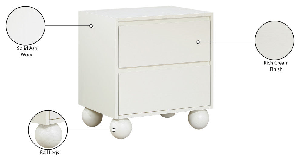 Kent Bedroom Set, Cream, Nightstand