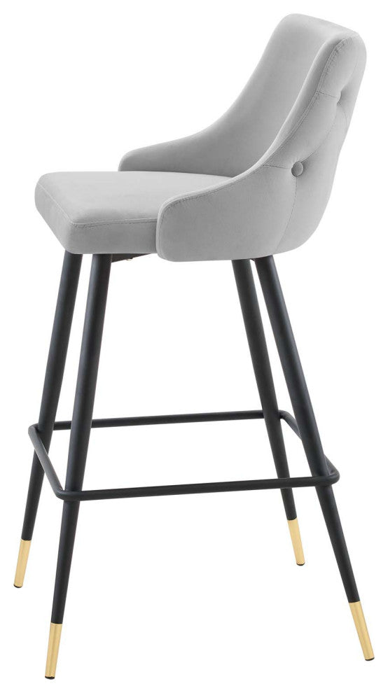 Bar Stool Chair Barstool, Velvet, Gray, Modern, Bar Cafe Bistro Restaurant