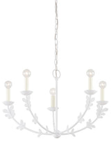 Florian Five Light Chandelier, Gesso White