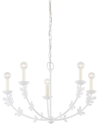 Florian Five Light Chandelier, Gesso White