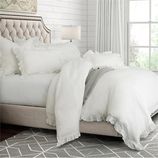 Michael Amini Cherry Hill 6-piece Belgium Linen Fabric Queen Duvet Set in White