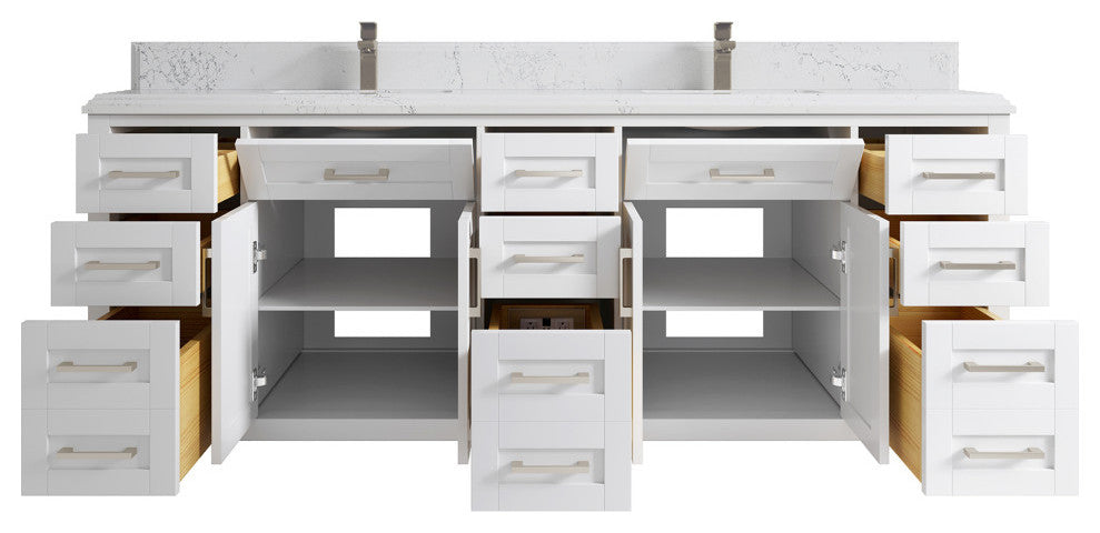 Cambridge 84 Double Sink Bath Vanity in White 1.5" Empira Quartz