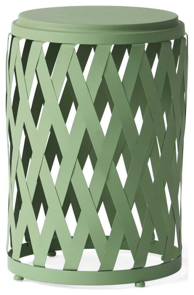 GDF Studio Ellen Outdoor Patio Iron Side Table, Matte Green, 14"