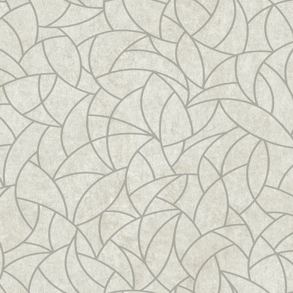 Taupe & Silver Modern Crescent Moon Peel & Stick Wallpaper