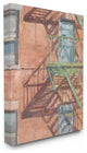 Cityscape Fire Escape Red Green Painting, 30"x40"