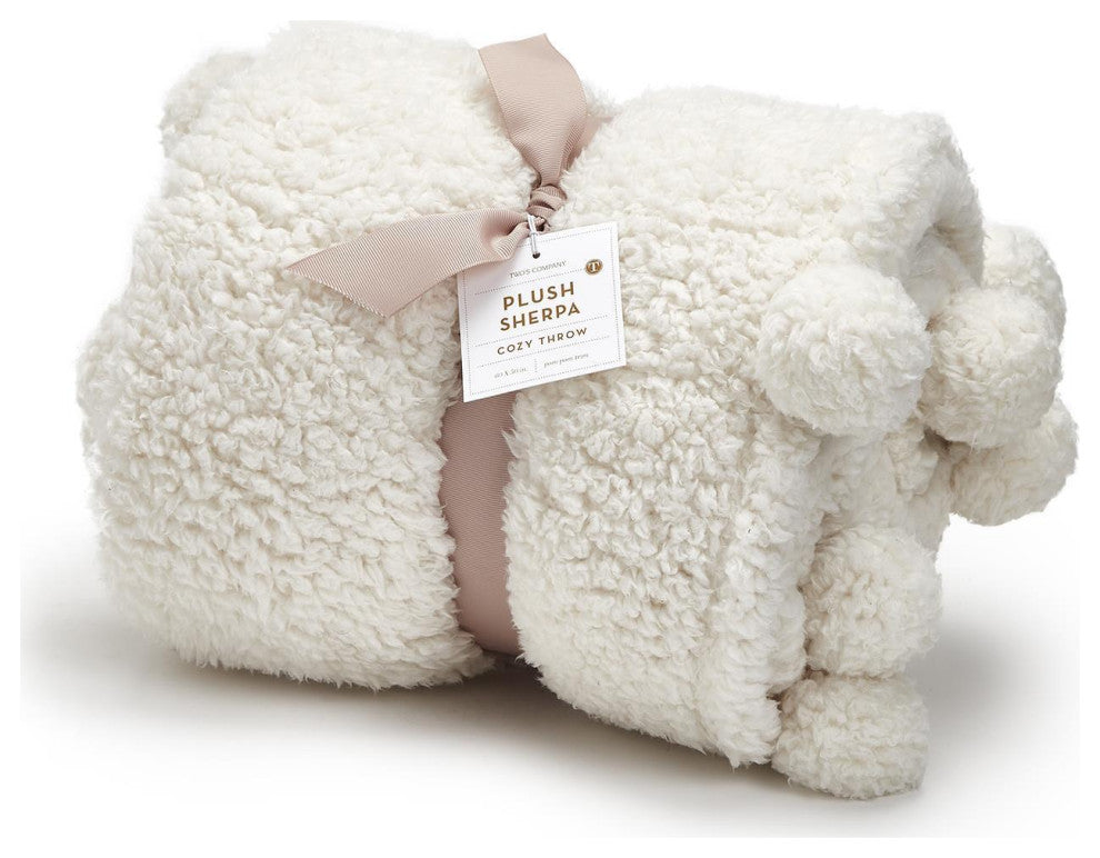 Two's Company Soft & Cozy Sherpa Throw Blanket (50" W x 60" L)