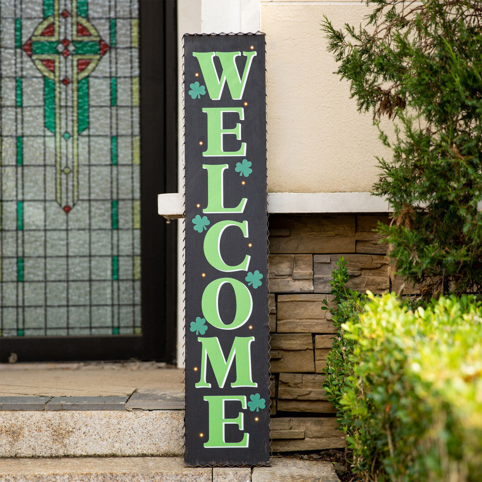 42" Lighted St. Patrick's Wooden "Welcome" Porch Sign