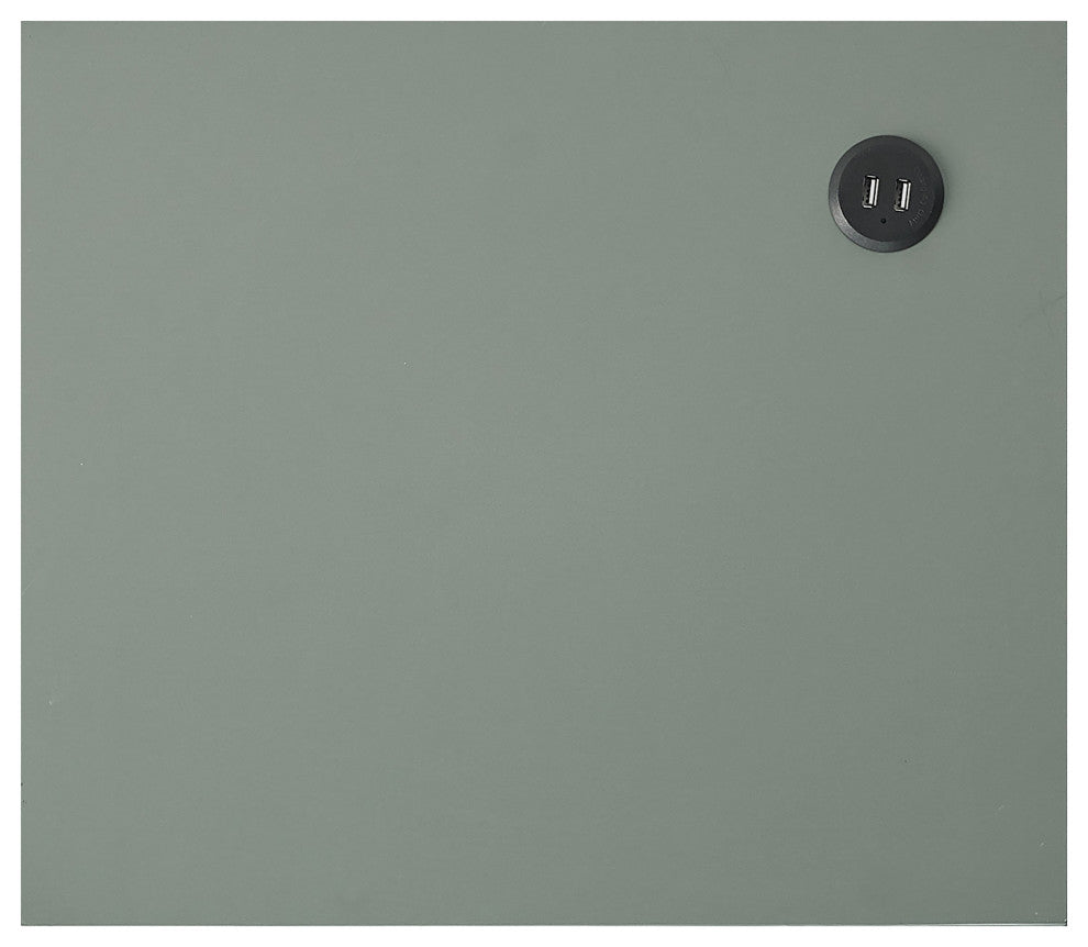 Danel Modern 18" Rectangle End Table With Drawer and USB Ports, Sage Green