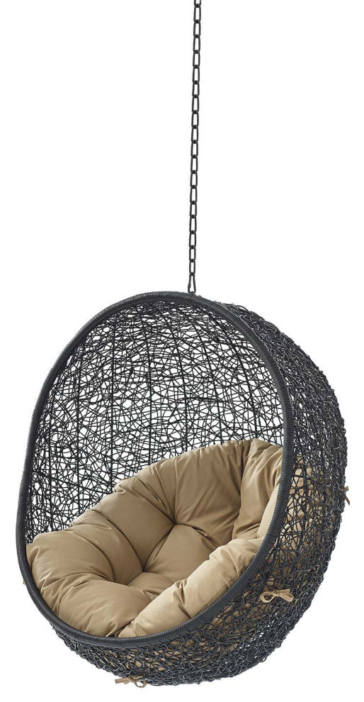 Swing Lounge Chair, Black Brown, Outdoor Patio Balcony Cafe Bistro Garden