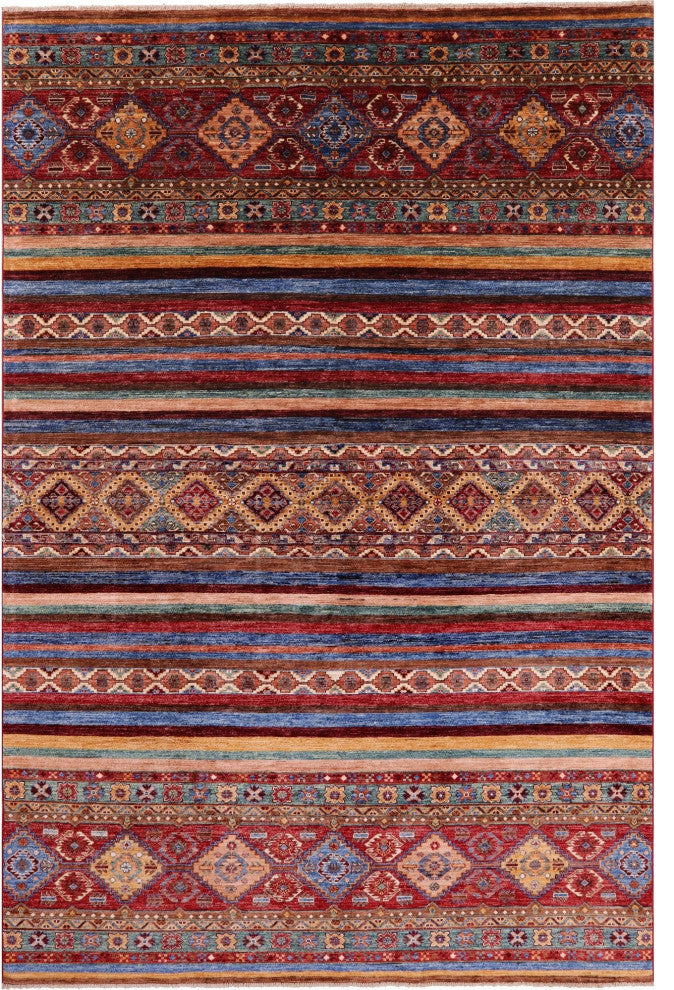 Hand Knotted Khorjin Super Kazak Wool Rug 6' 7" X 9' 11" Q5510