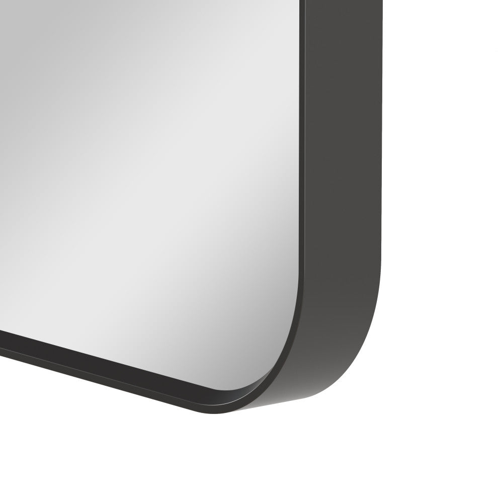 24"x36" Arched Bathroom Wall-mounted Mirror with Aluminum Frame, Matte Black