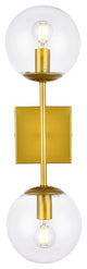 Noah 2-Light Brass and Clear Glass Wall Sconce