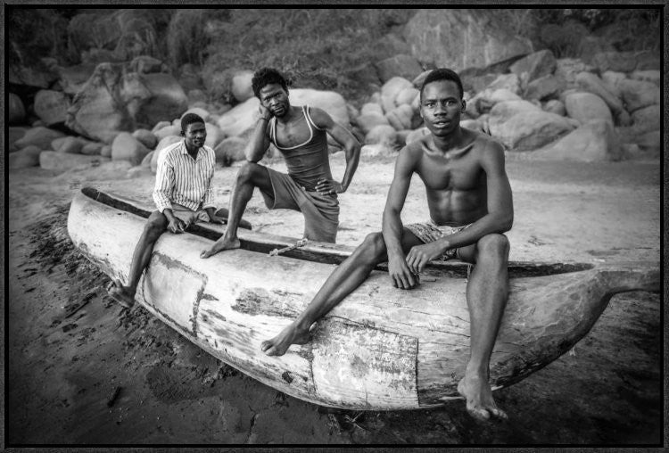 "Fishermen" Framed Canvas Giclee by Carlos German Romero, 31x21"