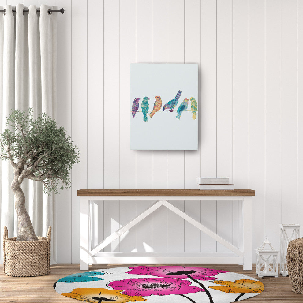 Popping Poppies Spring Chenille Rug, Pink, 5' Round
