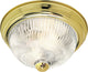 3 Light 15" Flush Mount Clear Ribbed Swirl Glass