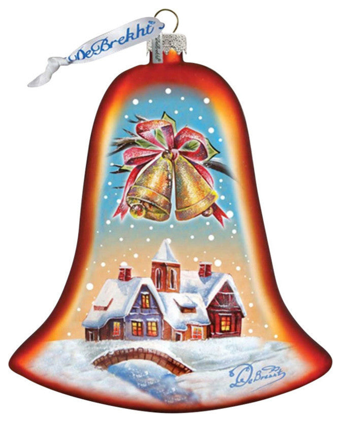 Hand Painted Housewarming Bell Glass Scenic Ornament