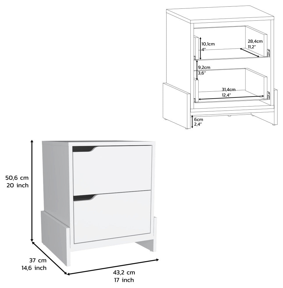 DEPOT E-SHOP Haines Nightstand with 2 Drawers and Legs