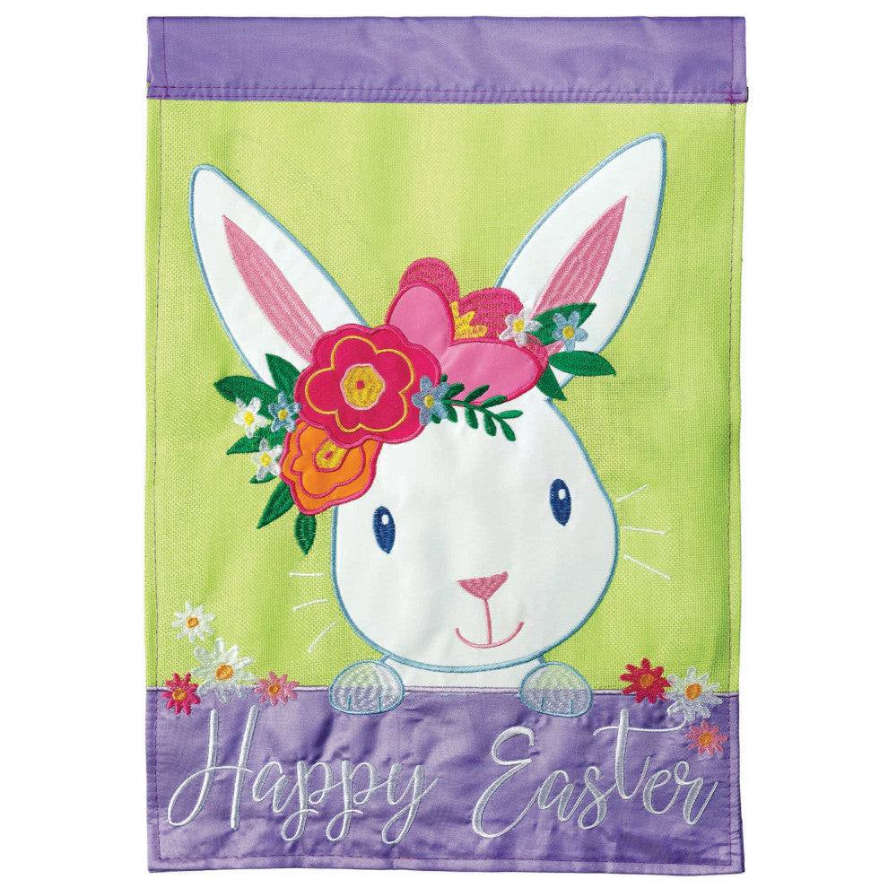 Flag  Double Applique  Happy Easter Bunny Polyester Garden