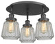 Chatham-3 Light 18" Flush Mount-Matte Black, Clear Glass Shade