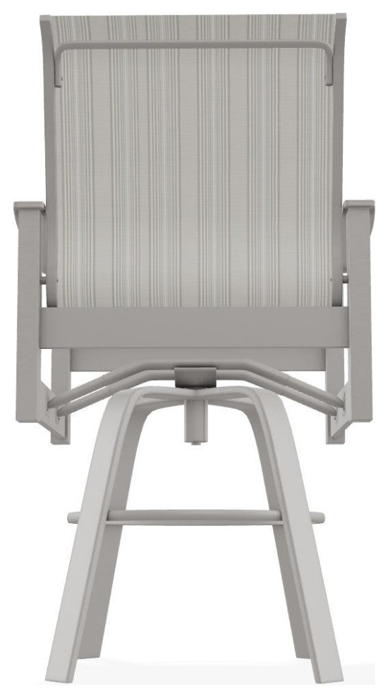Leeward Sling Bar Height Outdoor Swivel Armchair, Harbor/Warm Gray