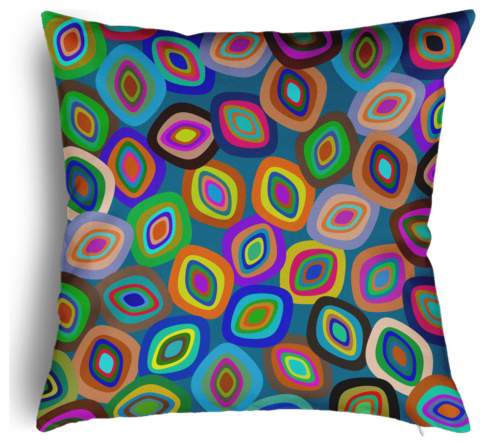 Modern Leaf Pile Accent Pillow With Removable Insert, Unreal Teal, 18"x18"