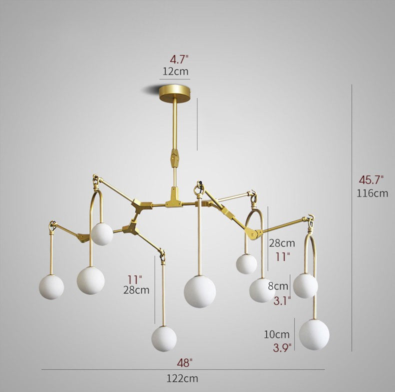 Airole | Creative Glass Chandelier for Living Room, Gold, 9 Lights