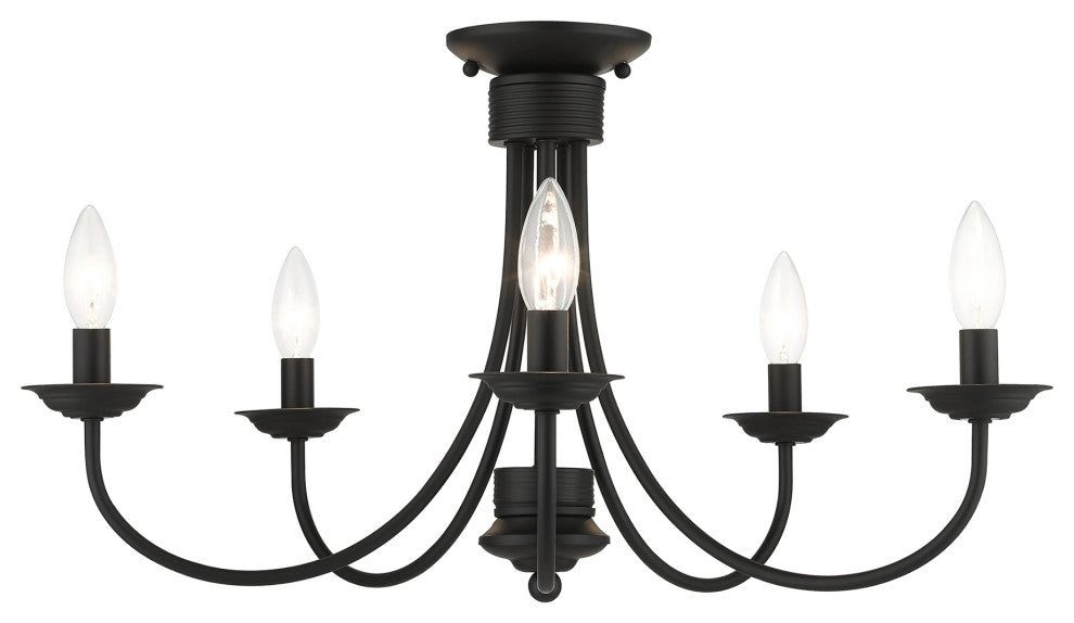 Livex Lighting Estate 5-Light Black Large Semi-Flush