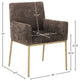 Reeves Upholstered Dining Chair, Brown, Chenille , AC,  Brushed Brass, Set of 2