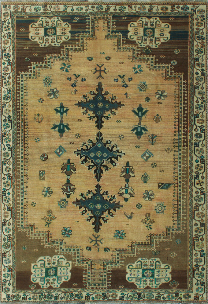 Fine Vintage Distressed Juliann Lt. Gold Rug