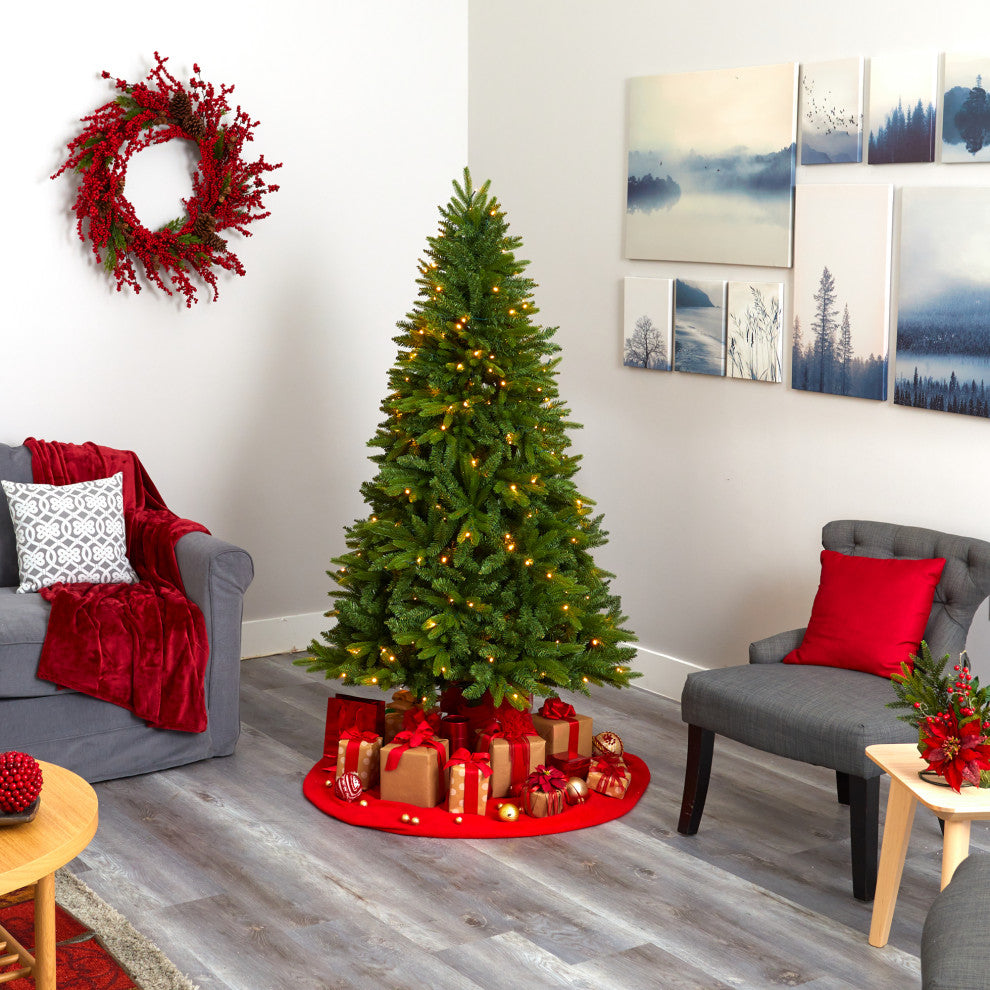 6' Sun Valley Fir Artificial Christmas Tree With 300 Clear LED Lights
