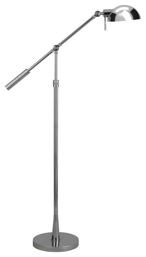 61" Nickel Adjustable Swing Arm Floor Lamp With Nickel No Pattern Cone Shade