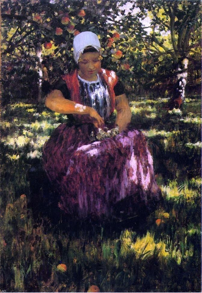 George Hitchcock In the Orchard Premium Canvas Print
