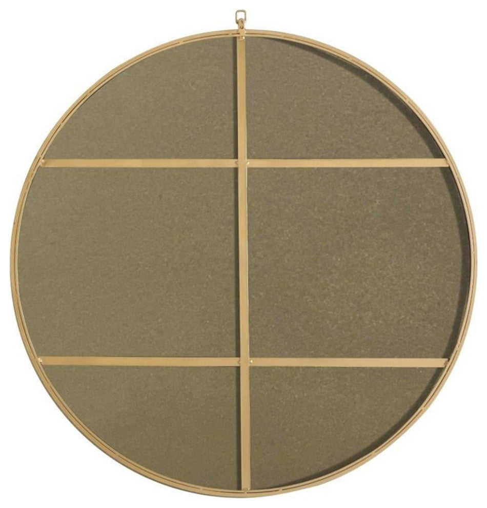 Elegant Decor Rowan 42" Round Metal Frame Hooked Mirror in Brass