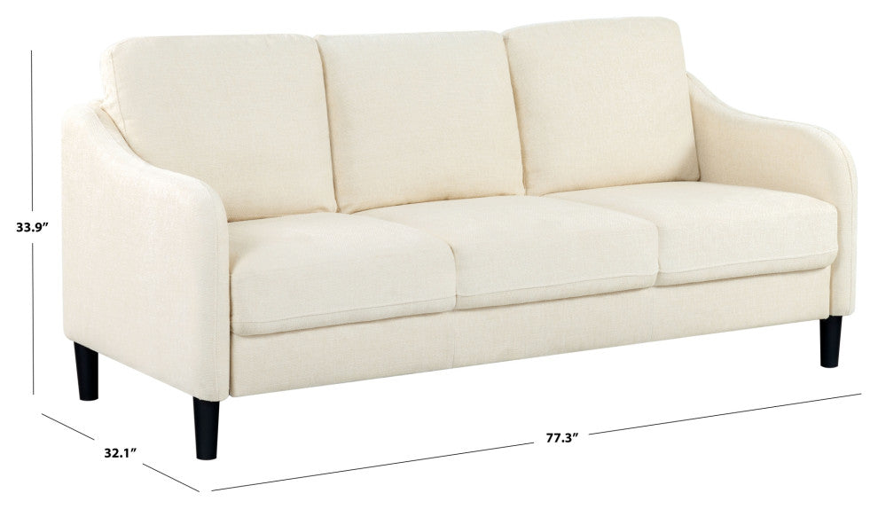 Safavieh Couture Edalynn Modern 3 Seater Sofa, Creme