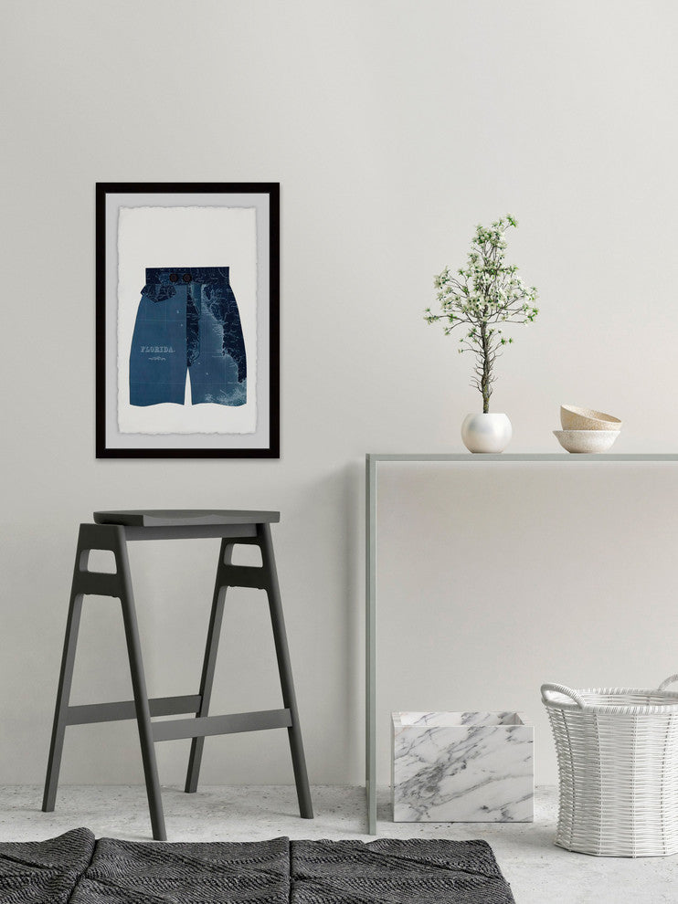 "Navy Shorts" Framed Painting Print, 8"x12"