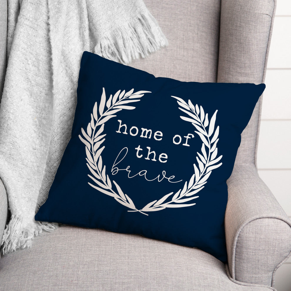 Home of the Brave Wreath 18x18 Spun Poly Pillow