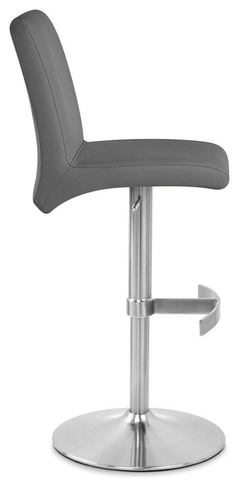 Coveteur Bar Stool Slate Leatherette Brushed Stainless Steel Adjustable Base