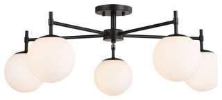 Armitage 32-in W Matte Black Semi Flush Mount Ceiling Light Fixture White Globe