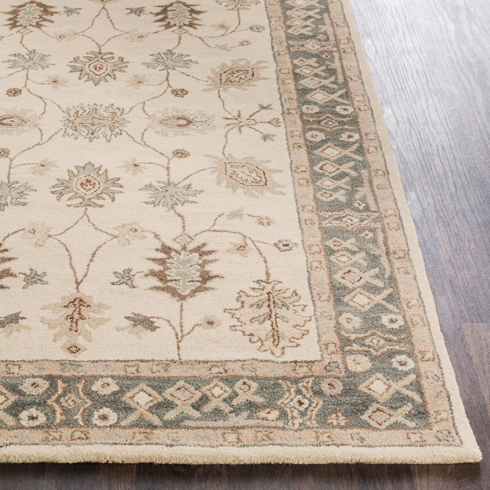 Middleton Traditional Khaki, Teal Area Rug, 2'x3'