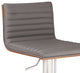 Carmichael Adjustable Brushed Stainless Steel Barstool, Gray With Walnut Back