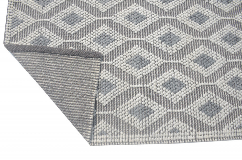 9"x13" Ivory Gray Diamond Trellis Modern Area Rug