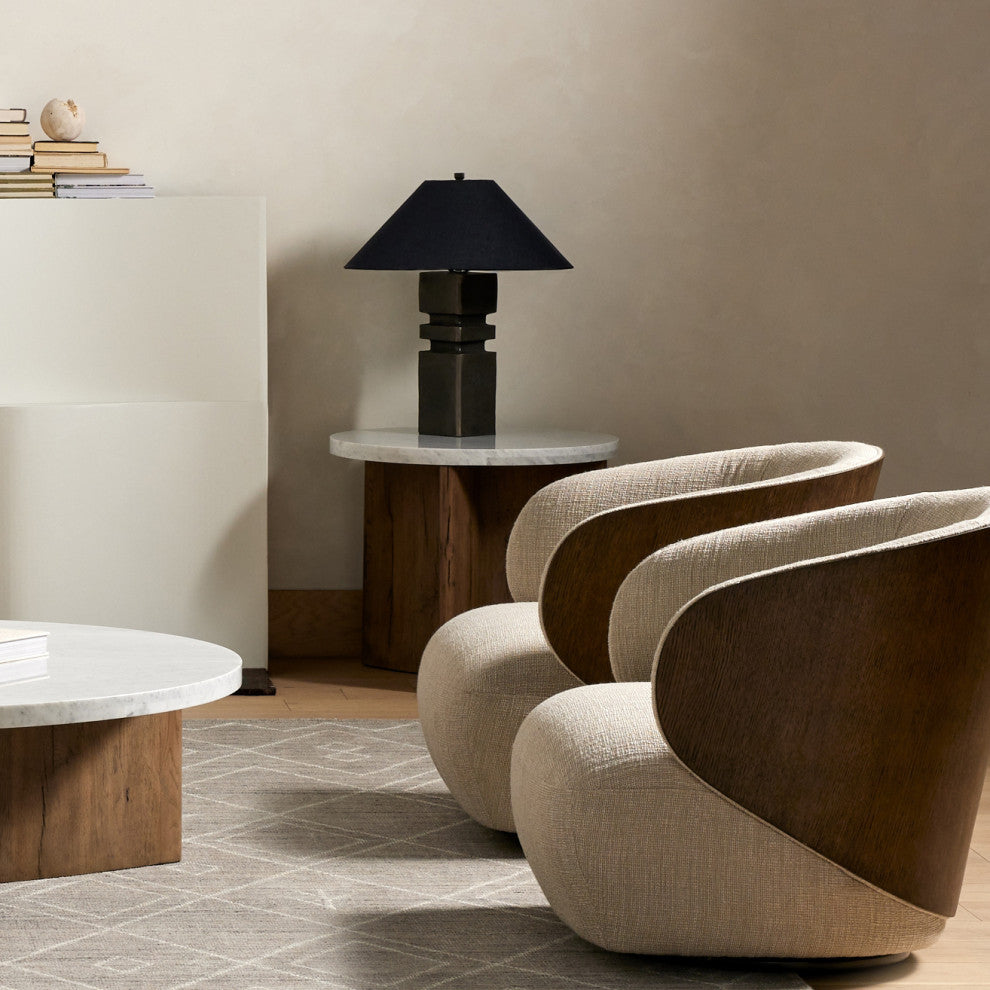 Toli End Table-Italian White Marble