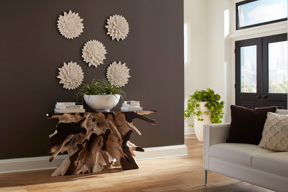 Dahlia Flower Wall Art, White Stone
