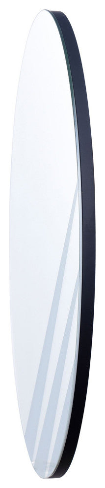 Gray and Clear Contemporary Oval Geometric Design Frameless Mirror