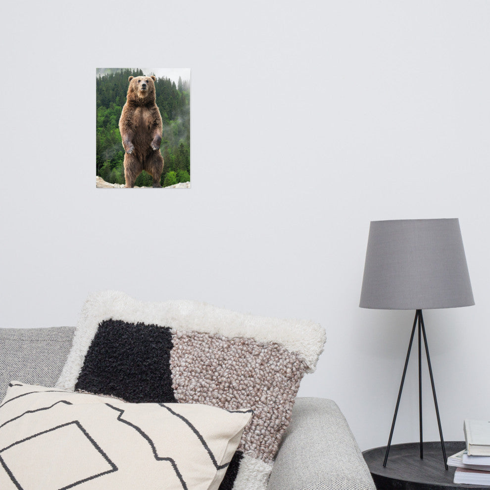 Big Standing Brown Bear On Mountain Top Loose Wall Art Print, 11" X 14"
