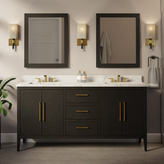 Parisian 72" Bathroom Vanity, Dark Oak, Carrara Marble