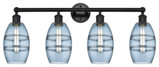 Edison-Vaz 4-Light 33" Bath Vanity Light, Matte Black, Princess Blue